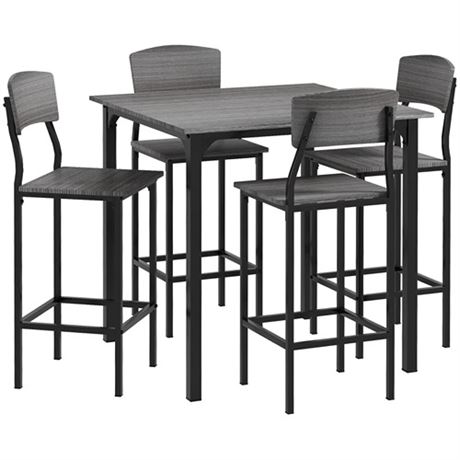 HOMCOM Counter Height Bar Table Set for 4 Square Kitchen Table and Chairs