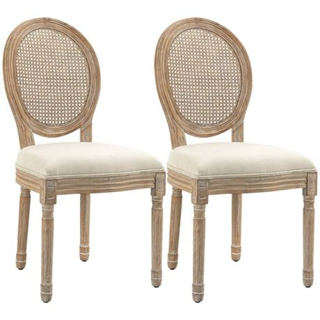 HOMCOM French-Style Upholstered Dining Chair Set Armless Accent Side Chairs wit