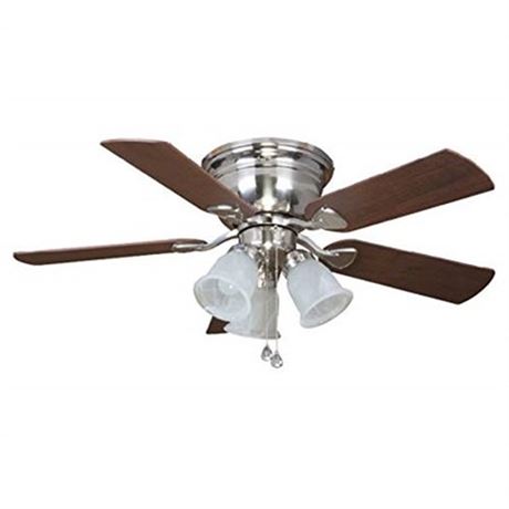 Harbor Breeze Centreville 42-in Brushed Nickel Indoor Flush Mount Ceiling Fan w