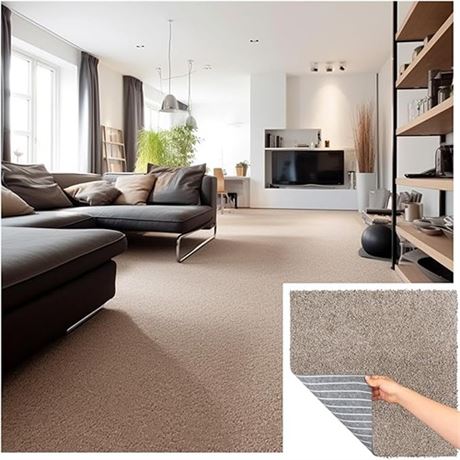 Athena Series Plush Removable Carpet Tiles - 20x20 8 Squares LIGHT BROWN