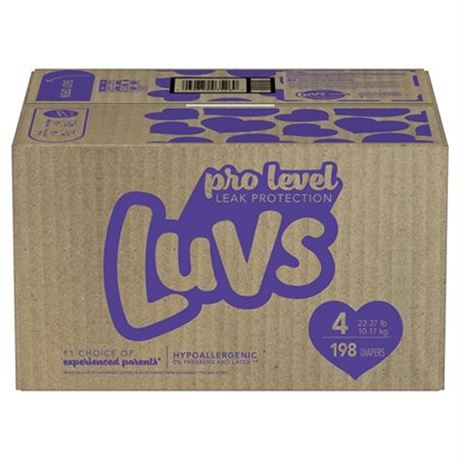 Luvs Pro Level Leak Protection Diapers Size 4 - 198 Ct. (22-37 Lb.)