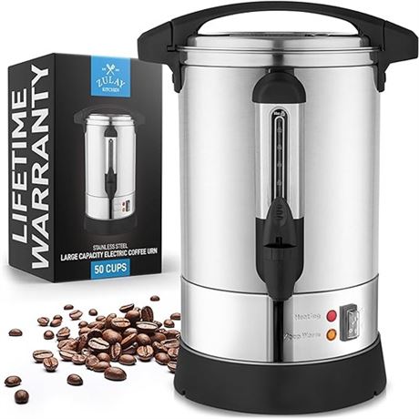 Zulay Commercial Coffee Urn - 100 Cup Fast Brew Stainless Steel Hot Beverage Di