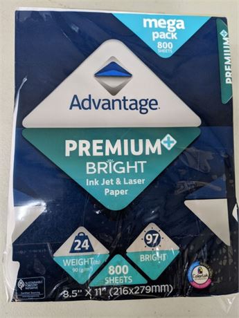 Advantage Premium Bright Ink Jet/Laser Paper, 1 Ream/800 Sheets