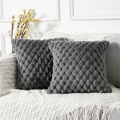 Yaertun Pack of 2 Super Soft Cozy Decorative Throw Pillow Covers Fuzzy Plush Fa