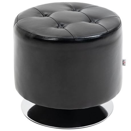 HOMCOM 360 Swivel Foot Stool Round PU Ottoman with Thick Sponge Padding and Sol