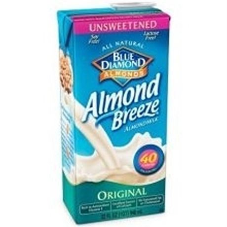 Almond Breeze Unsweetened Almond Milk Substitute 32 Oz. Carton PK12-BB- 062024