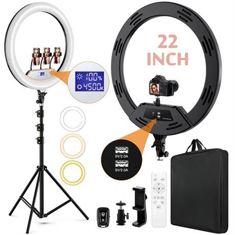 22 LED Ring Light with 75 TripodLCD Display31 Phone Clips 2 USB PortsWi
