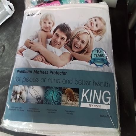 AirExpect Waterproof Mattress Protector King Size 100 Full Cotton Hypoallergen