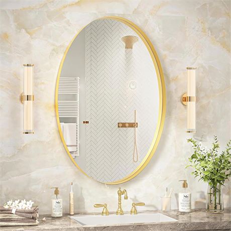 NXHOME Oval Metal-Framed Wall Mirror - Bathroom De
