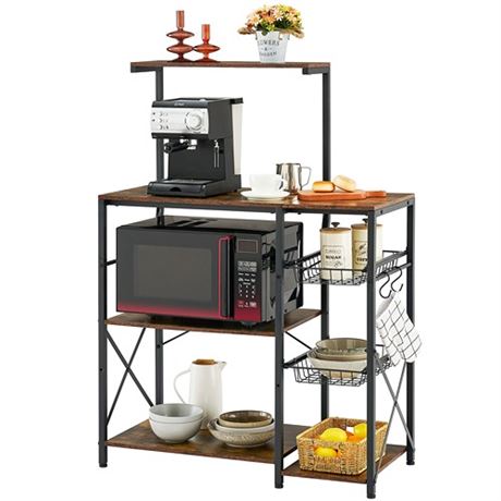 Hoctieon 4-Tier Standing Bakers Rack with 2 Pullou