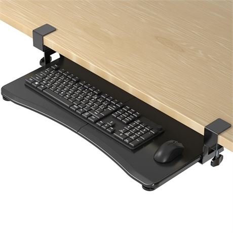 suptek Keyboard Tray Under Desk Pull Out with C Clamp Mount Computer Keyboard &