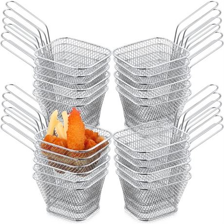 24 Pcs Mini Square Fry Basket Stainless Steel French Fries Holder Deep Fryer Ba