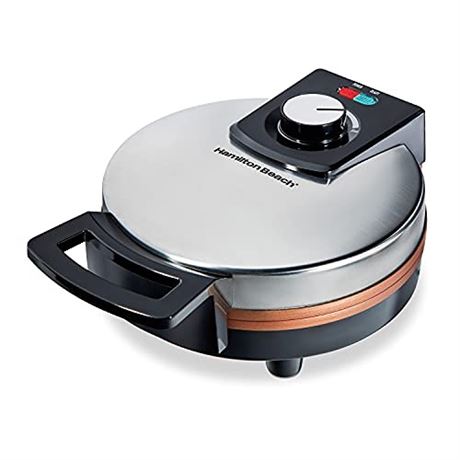 Hamilton Beach Belgian Waffle Maker with Non-Stick Copper Ceramic Plates Brown