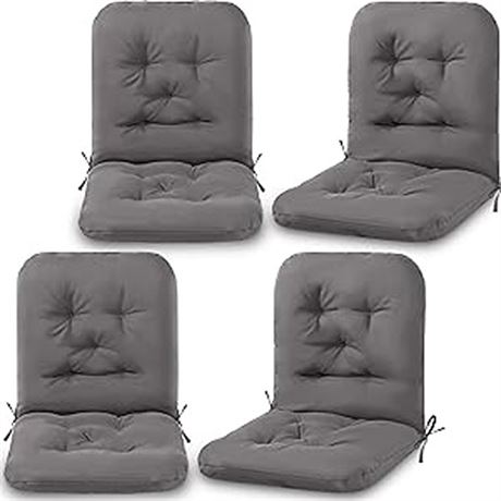 Chunful Tufted Back Chair Cushion Indoor Outdoor (Dark Gray 3 Pack)