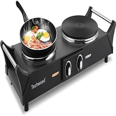 Techwood 1800W Hot Plate Portable Electric Stove Countertop Double Burne