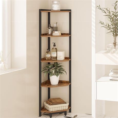 Hzuaneri Corner Shelf Stand 5-Tier Corner Bookshelf Storage Standing Shelf Unit