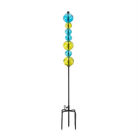 Stacking Glass Orbs Garden Stake - Blue
