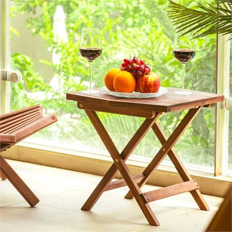 Melino Wooden Folding Table - Solid Acacia Wood