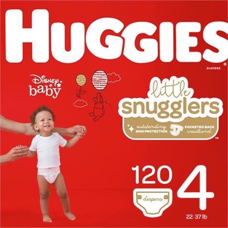 Huggies Little Snugglers Hypoallergenic and Latex-Free Diapers  Size 4  120 Cou
