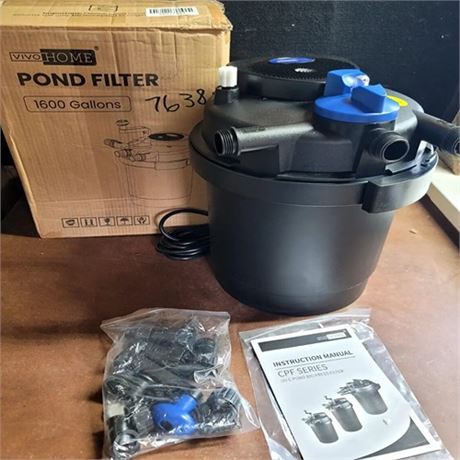 VivoHome 1600 Gallon Pond Filter VH515 CPF Black