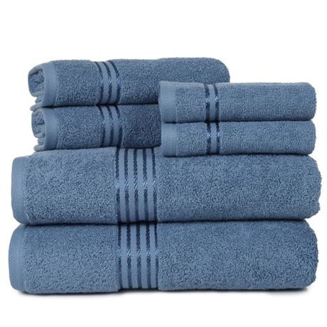 Lavish Home 67-0016-B Cotton 100 Percent Hotel Towel Set Light Blue - 6 Piece