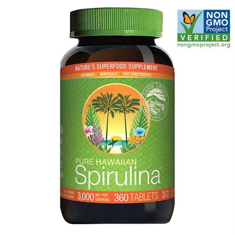 Pure Hawaiian Spirulina 3000 mg. 360 Tablets