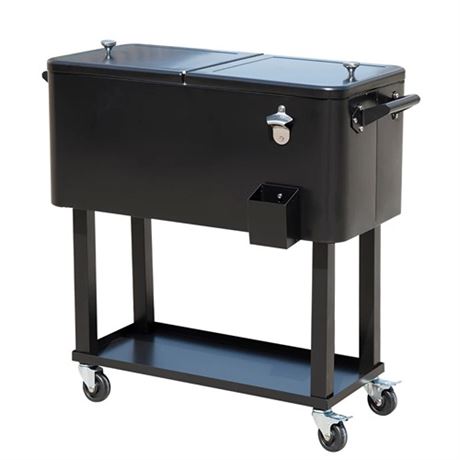Outsunny 80 QT Rolling Cooling Bins Ice Chest on Wheels