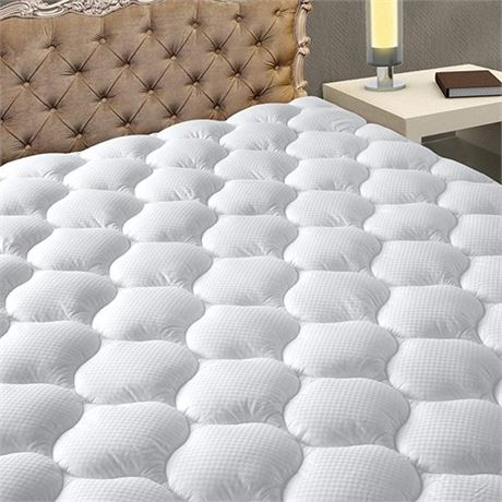 MATBEBY Bedding Quilted Fitted Queen Mattress Pad Cooling Breathable Fluffy Sof