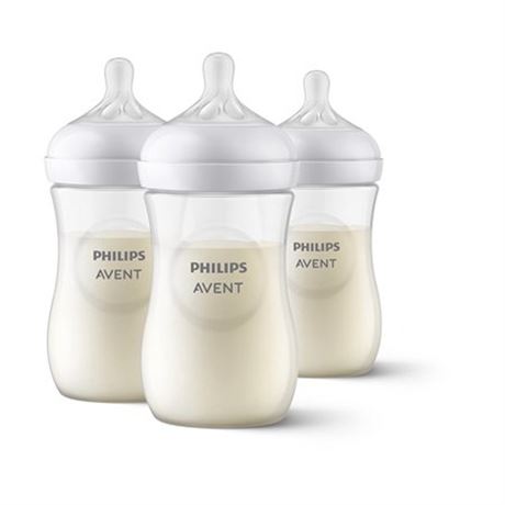 Philips Avent Natural Baby Bottle with Natural Response Nipple  Clear  9oz  3pk