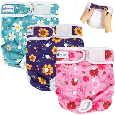 Pet Soft Washable Female Diapers (3 Pack)  Female Dog Diapers Comfort Reusab