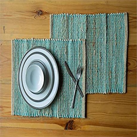 Chardin Home  Natural Jute Placemats Set of 4  13x19 Rustic Farmhouse Place M