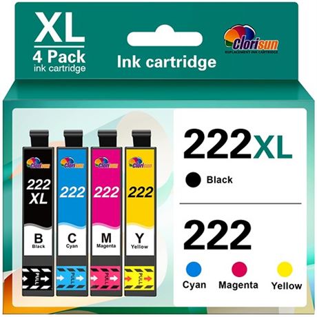 Clorisun 222 222XL Ink Cartridges for Epson 222 Ink Cartridges for Epson 222XL