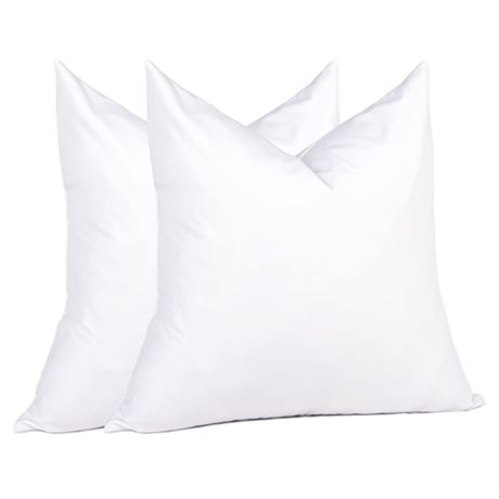 Euro Pillow Inserts 26 x 26 (Pack of 2 White) Down Feather Pillow Stuffer Pr