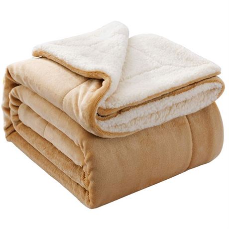 NANPIPER Flannel Blanket Reversible Sherpa Throw Blanket Super Soft Plush Warm