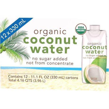 Kirkland Signature Organic Coconut Water, 11.1 fl oz, 12 ct