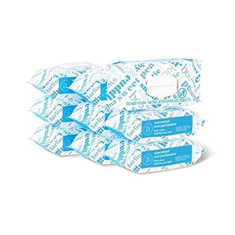 Amazon Elements Baby Wipes Unscented White 810 Count 90 Count (Pack of 9) (P