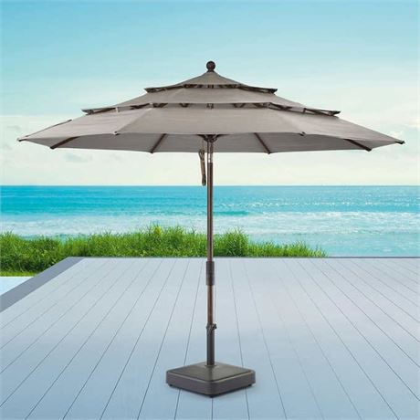 Proshade 11ft Wood-Look Collar Tilt Aluminum Umbrella - Gray