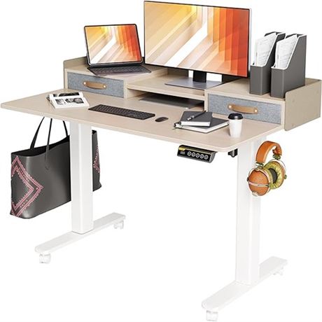 Claiks Standing Desk with Drawers Stand Up Electric Standing Desk Adjustable He