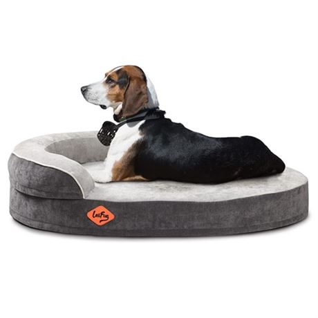 Laifug Memory Foam Oval Dog Bed (36x25x8Inches Gre