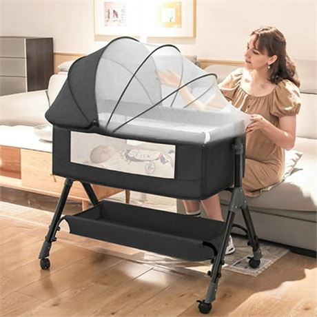 Baby Bassinet  HDJ Bedside Sleeper Bassinet with Storage Basket for Infant  Bed