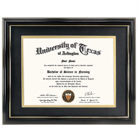 GraduationMall 8.5x11 Diploma Frame with Black over Gold Mat or Display 11x14 C