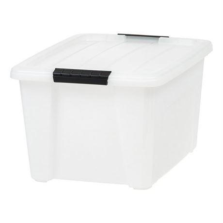 32qt Clear View Plastic Storage Bin with Lid and Secure Latching Buckles