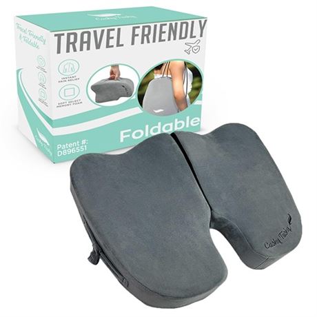 Cushy Tushy Premium Foldable Travel Seat Cushion - for Relief of Lower Back Sci