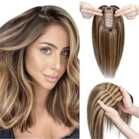 Elailite Human Hair Toppers for Women with Thinning Hair Clip in V3.0 Real Hair