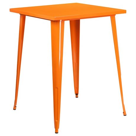 CH-51040-40-or-GG 31.5 in. Square Bar Height Metal Indoor-Outdoor Table Orange