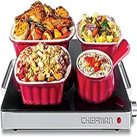 Chefman Compact Glasstop Warming Tray with Adjustable Temperature Control