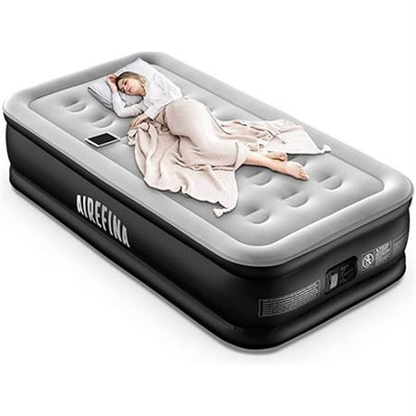 Airefina Twin Air Mattress with Built-in Electric Pump  Self-InflationDeflatio