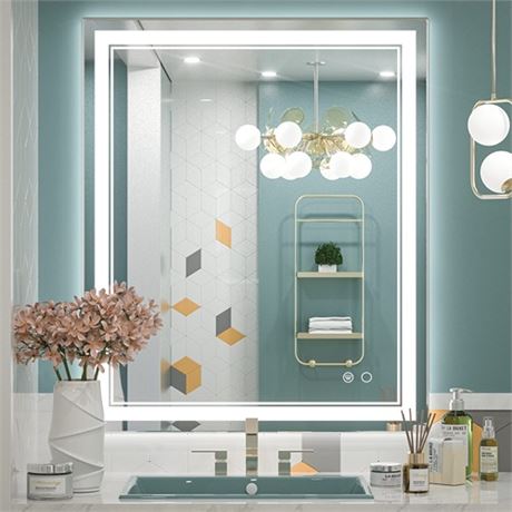 Keonjinn LED Bathroom Mirror Lighted Vanity Mirror with Lights 30 x 36 Inch