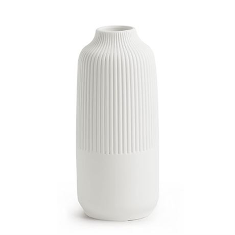 TCIUXYQ White Ceramic Vase Decorative Minimalist Modern Ribbed Vases 10 Tall f