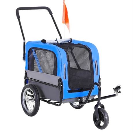 Aosom 2-in-1 Small Dog Bike Trailer and Bike Stroller with Hitch